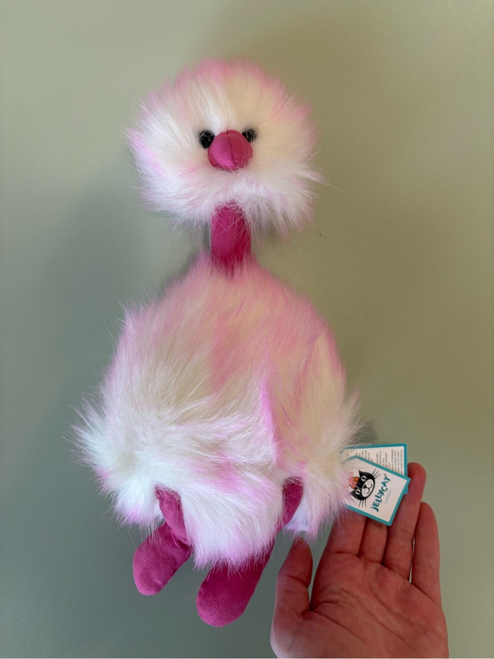 RETIRED Jellycat Raspberry Ripple Pom Pom Ostrich/Emu